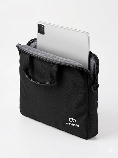 Atom Basics Everyday Laptop Sleeve Bag with Shoulder Strap – Black
