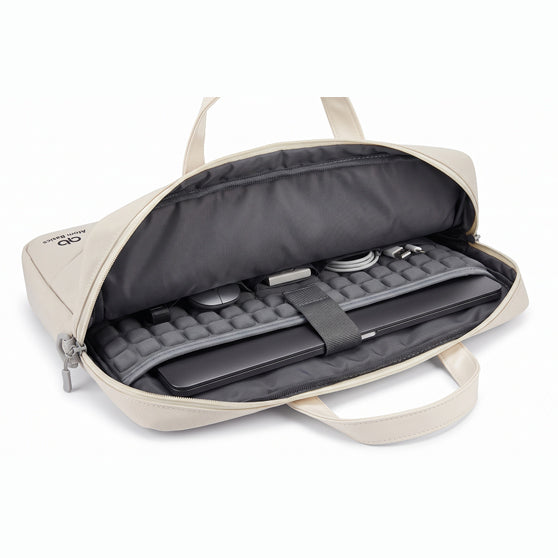 Atom Basics Multi-Compartment Laptop Messenger Tote – Cream