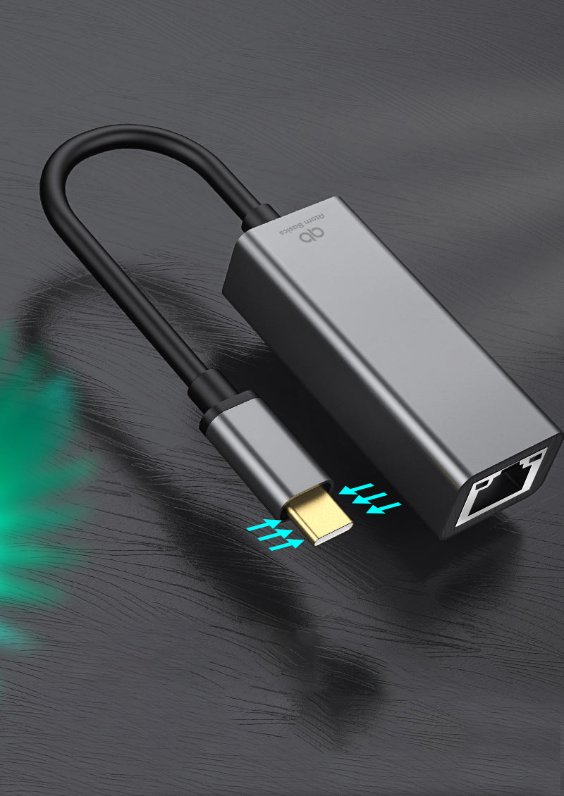 Atom Basics USB-C to RJ45 Gigabit Ethernet Adapter (Aluminium Body)
