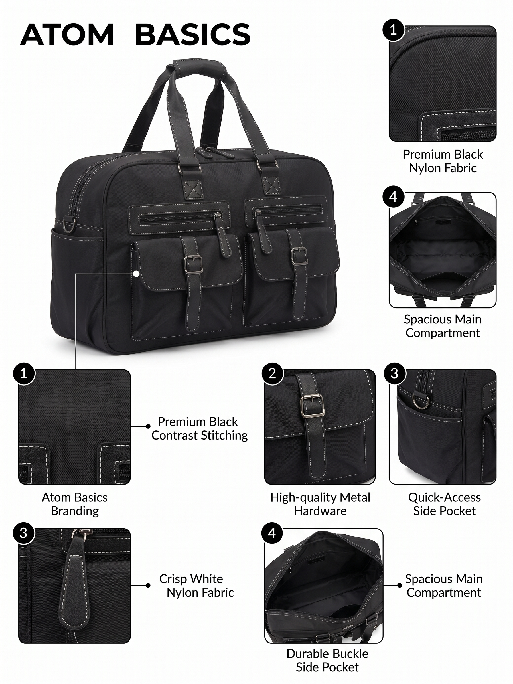 Atom Basics Executive Travel & Work Briefcase – Black