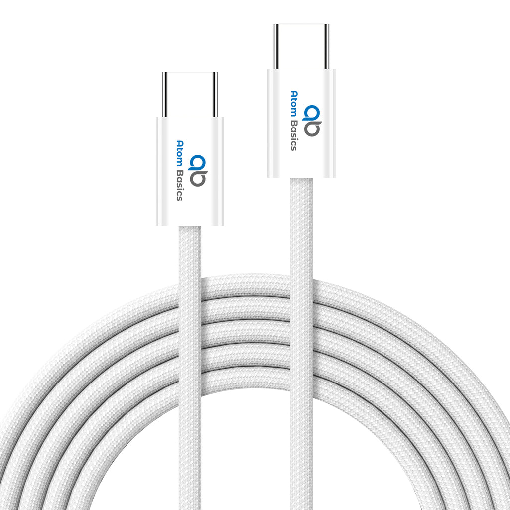 Atom Basics FlexWeave Type-C Charging Cable - Classic White
