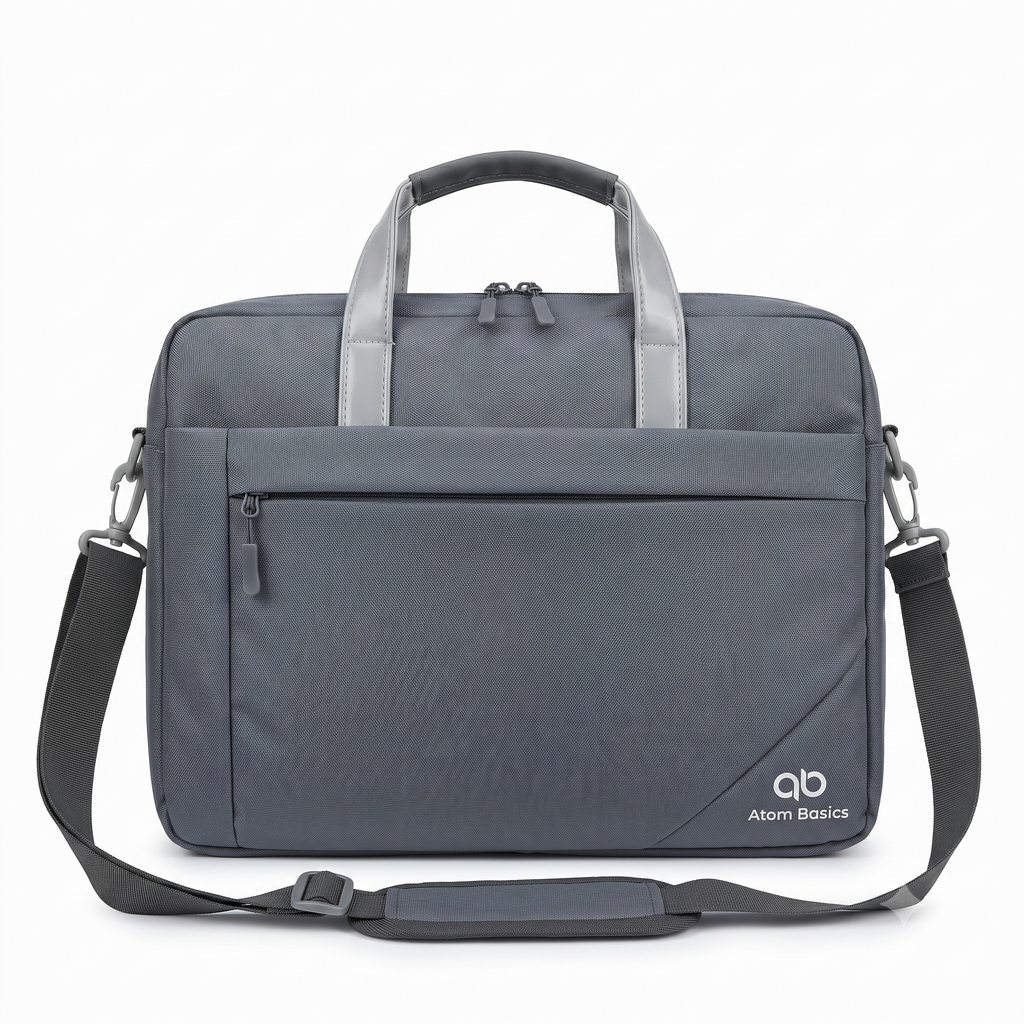 Atom Basics Multi-Compartment Laptop Messenger Tote – Grey
