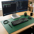 Atom Basics Premium Leather Desk Mat - Multi-functional Mouse Pad & Laptop Stand - Forest Green