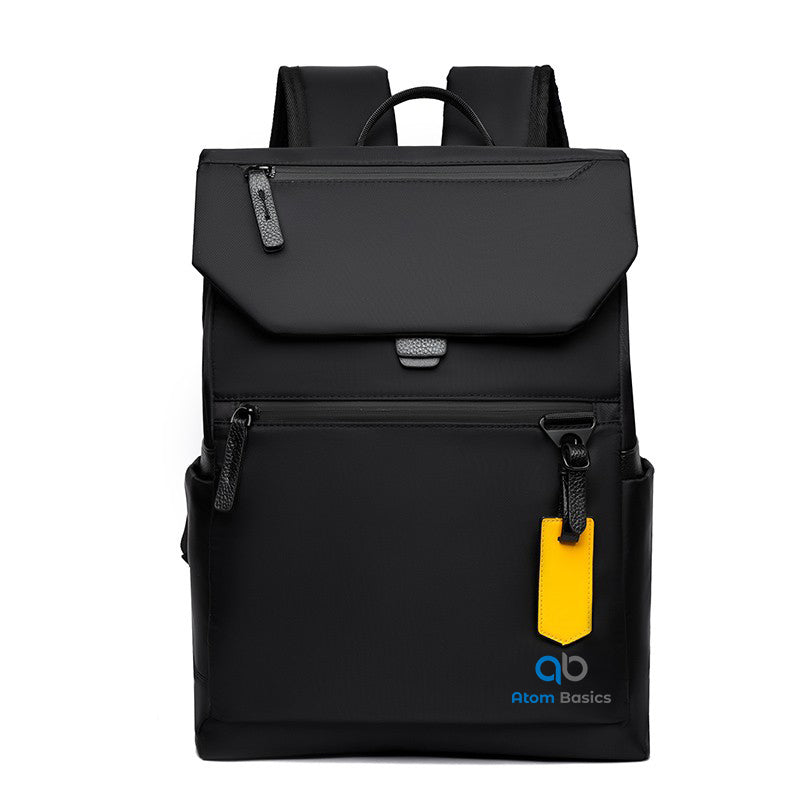 Atom Basics Black Backpack with Yellow Tag
