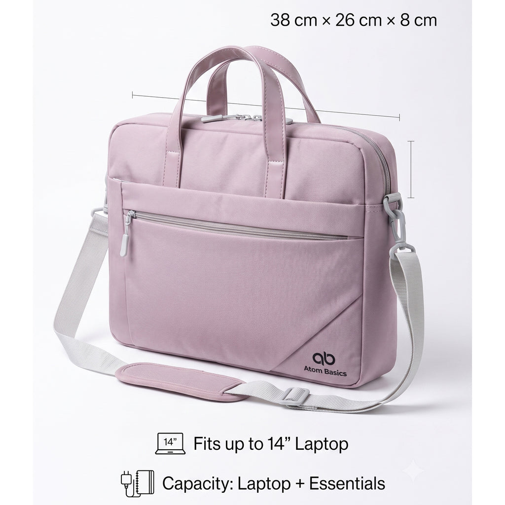 Atom Basics Multi-Compartment Laptop Messenger Tote – Lavendar