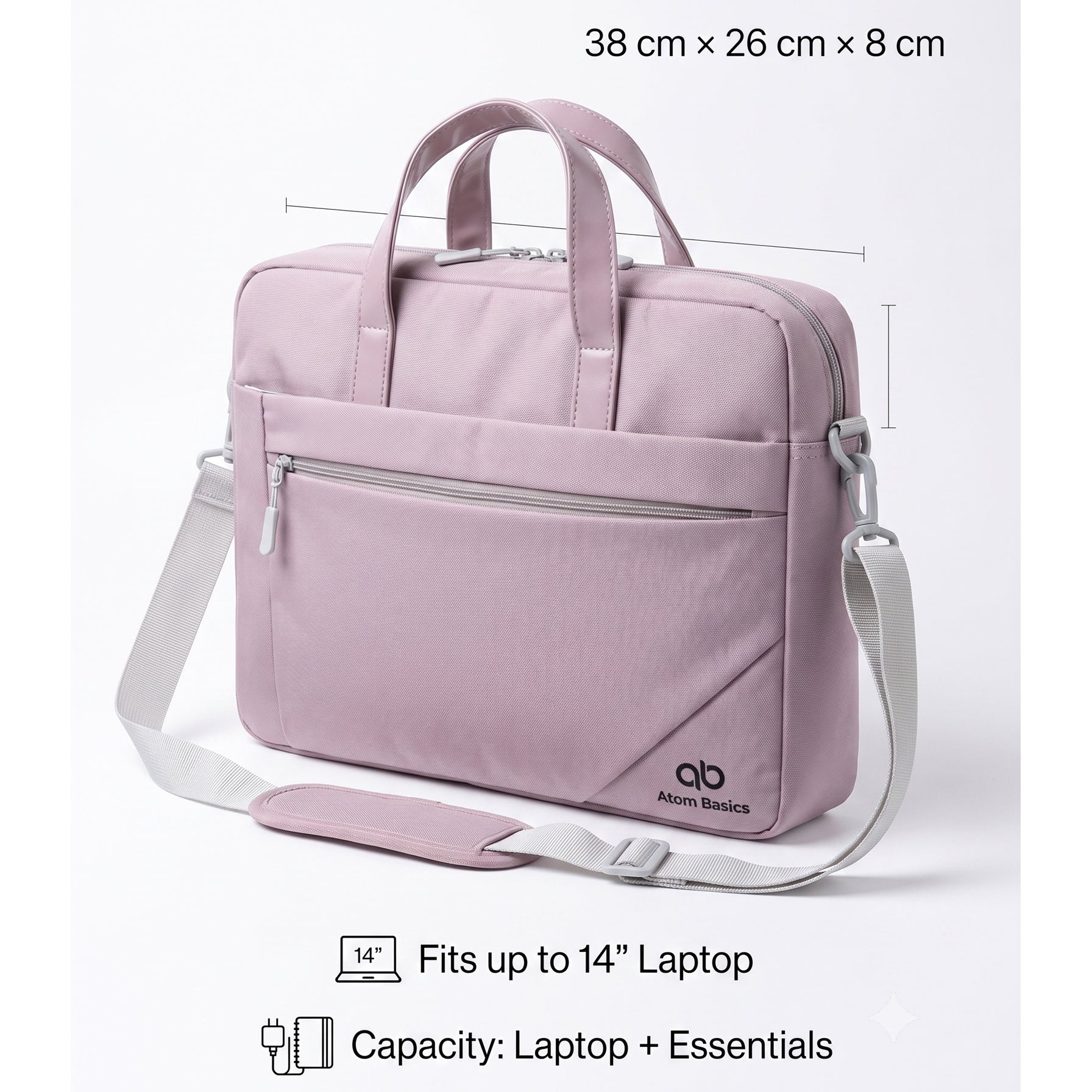 Atom Basics Multi-Compartment Laptop Messenger Tote – Lavendar