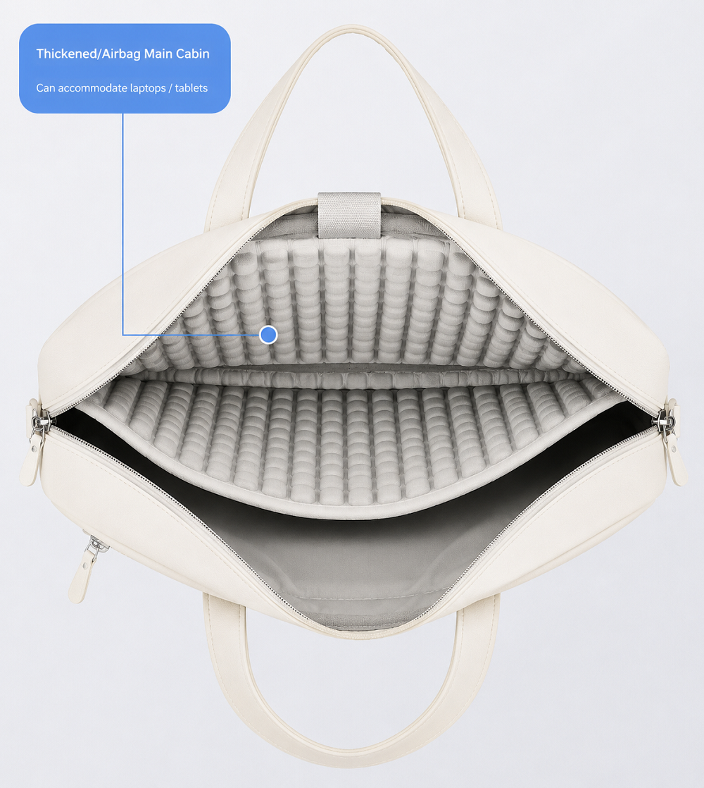 Atom Basics Multi-Compartment Laptop Messenger Tote – Cream