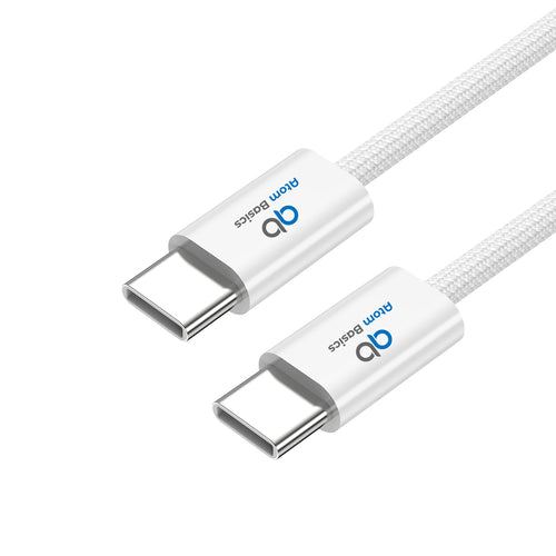 Atom Basics FlexWeave Type-C Charging Cable - Classic White