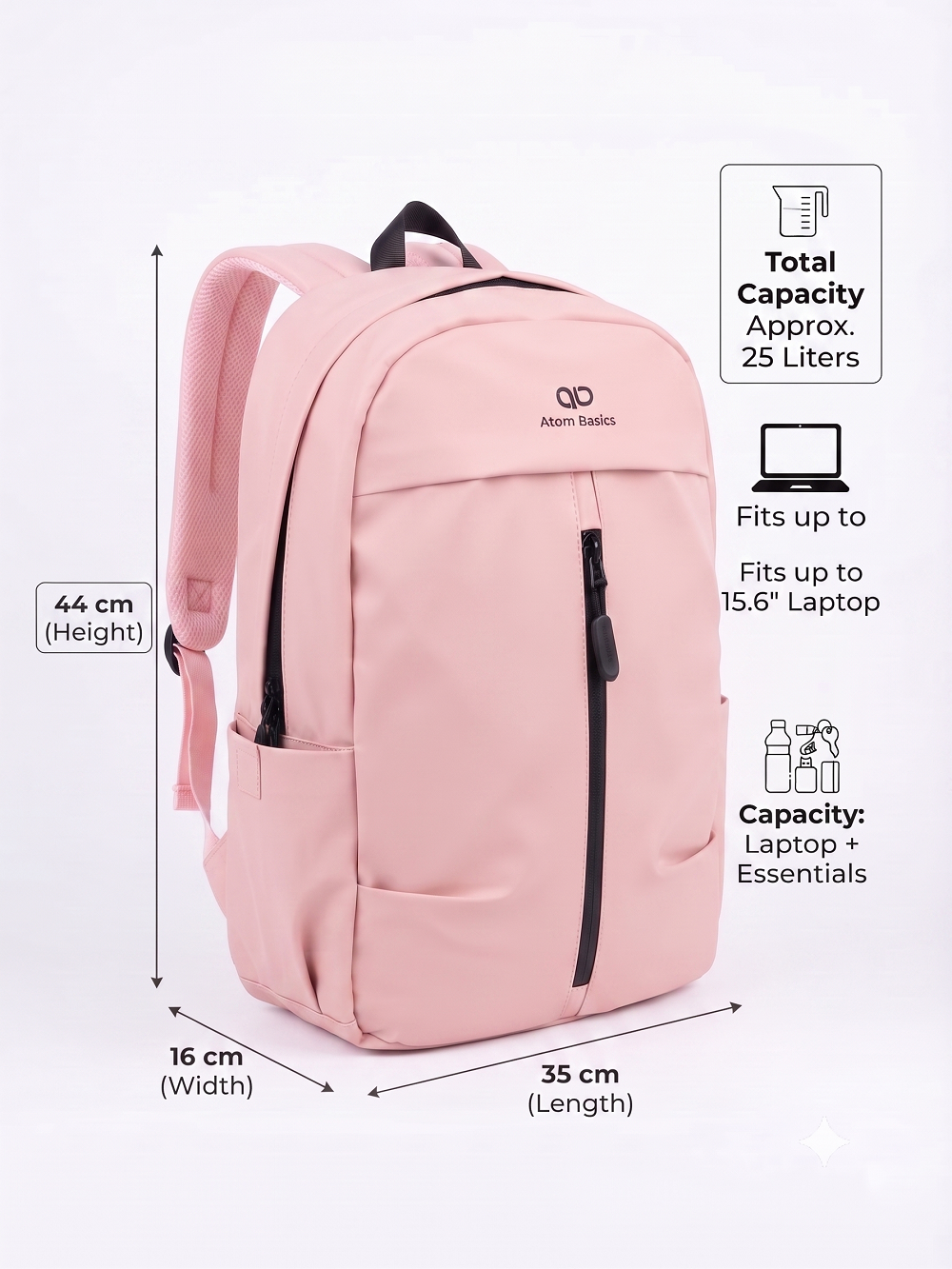 Atom Basics UrbanShield Everyday Laptop Backpack – Pink