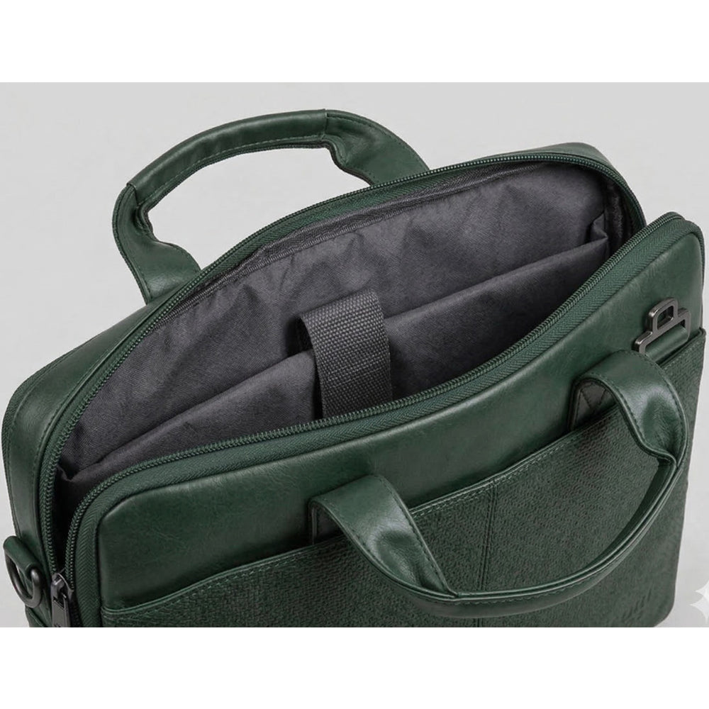 Atom Basics Vegan Leather Laptop Bag – Olive Green Premium Briefcase for Professionals