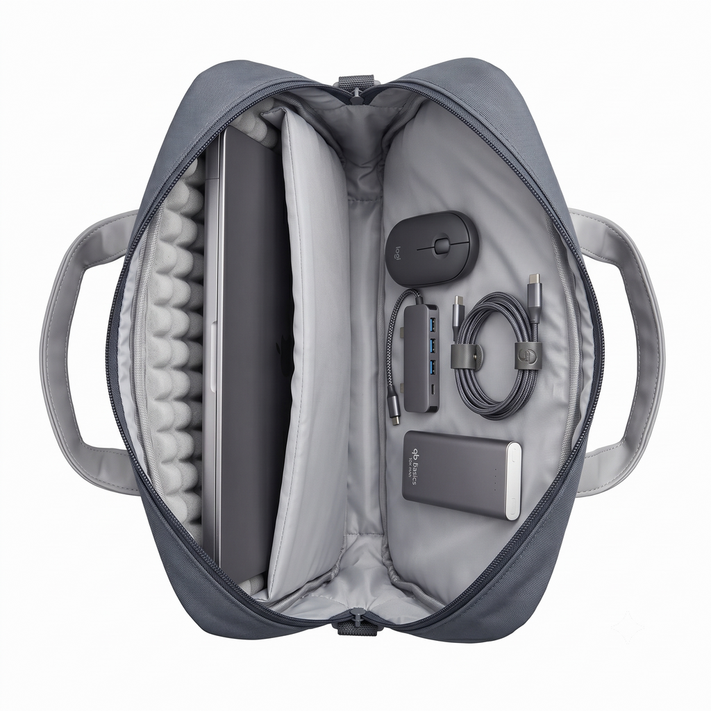Atom Basics Multi-Compartment Laptop Messenger Tote – Grey