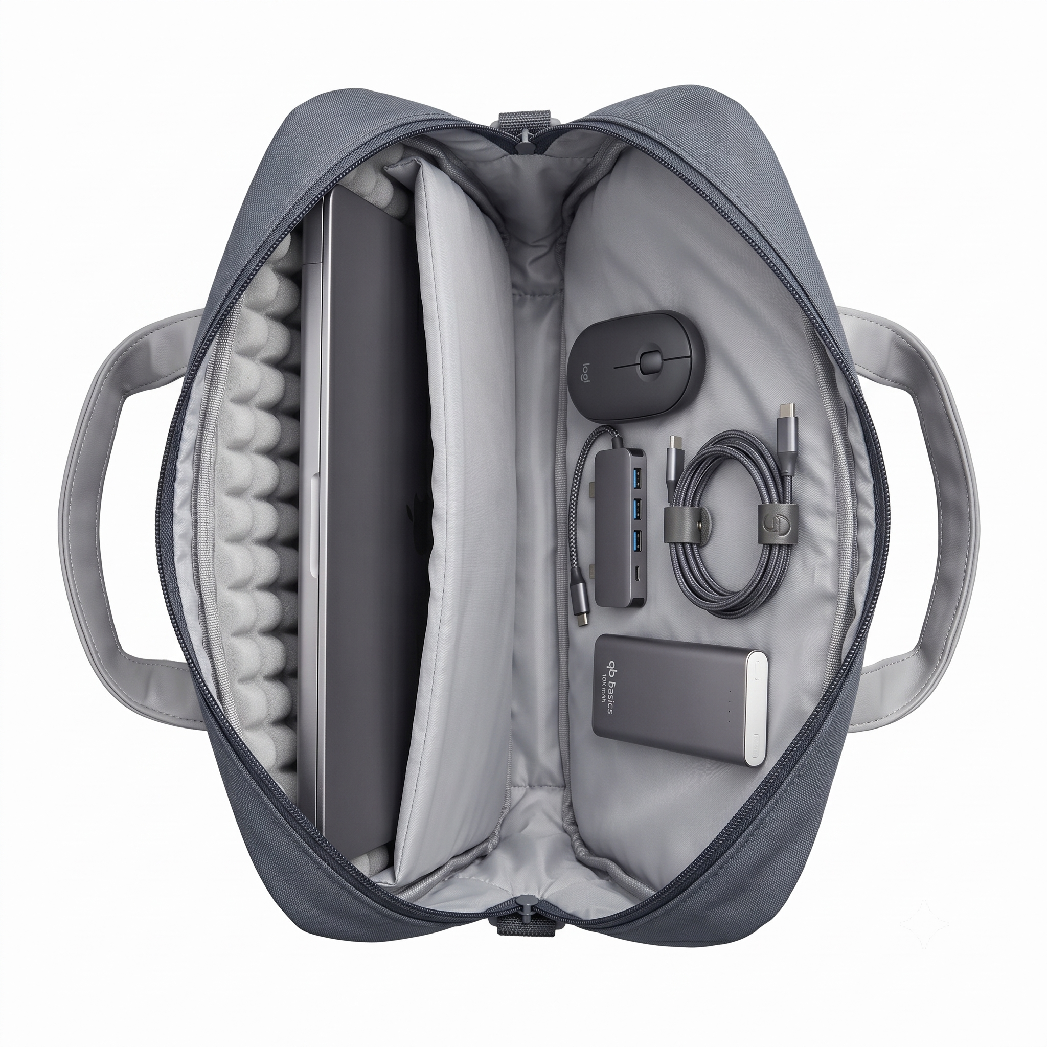 Atom Basics Multi-Compartment Laptop Messenger Tote – Grey