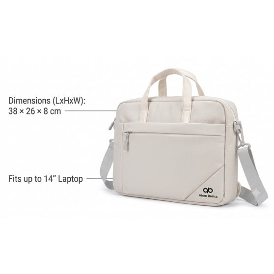 Atom Basics Multi-Compartment Laptop Messenger Tote – Cream
