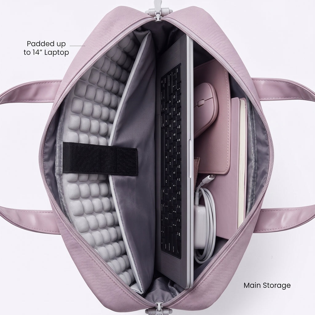 Atom Basics Multi-Compartment Laptop Messenger Tote – Lavendar