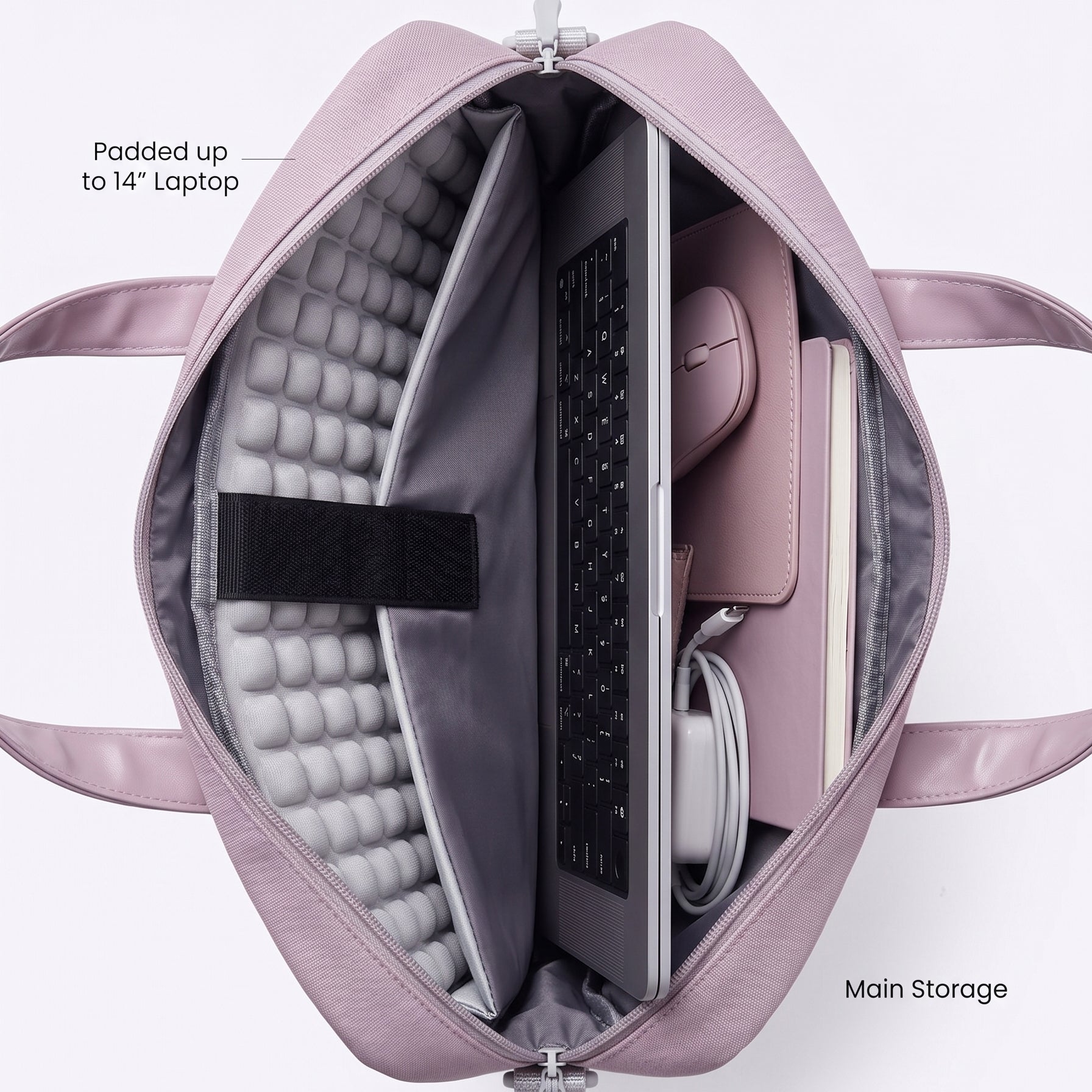Atom Basics Multi-Compartment Laptop Messenger Tote – Lavendar