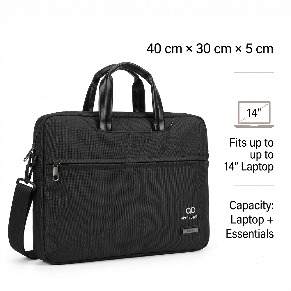 Atom Basics Executive Laptop Briefcase – Carbon Black