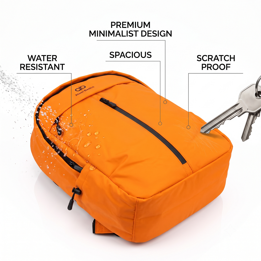 Atom Basics UrbanShield Everyday Laptop Backpack – Orange