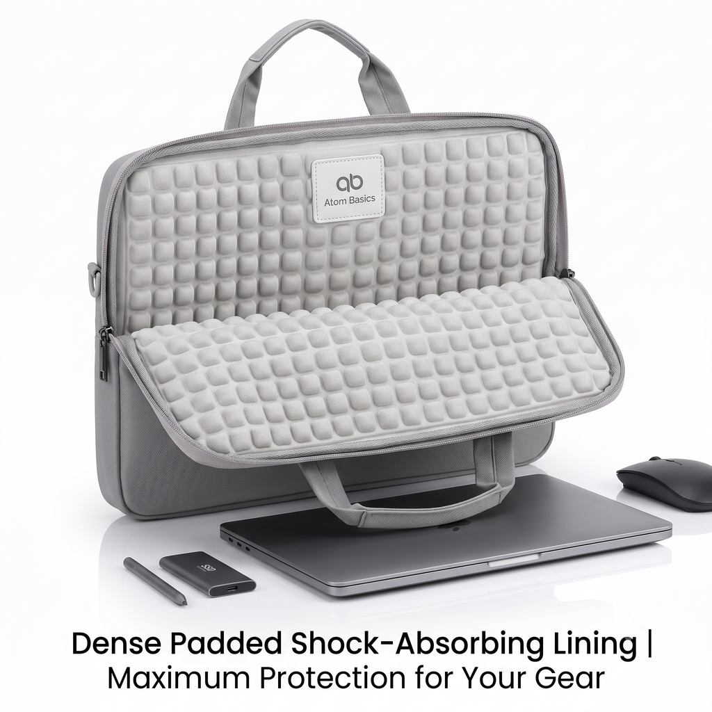 Atom Basics Executive Laptop Briefcase – Light Grey