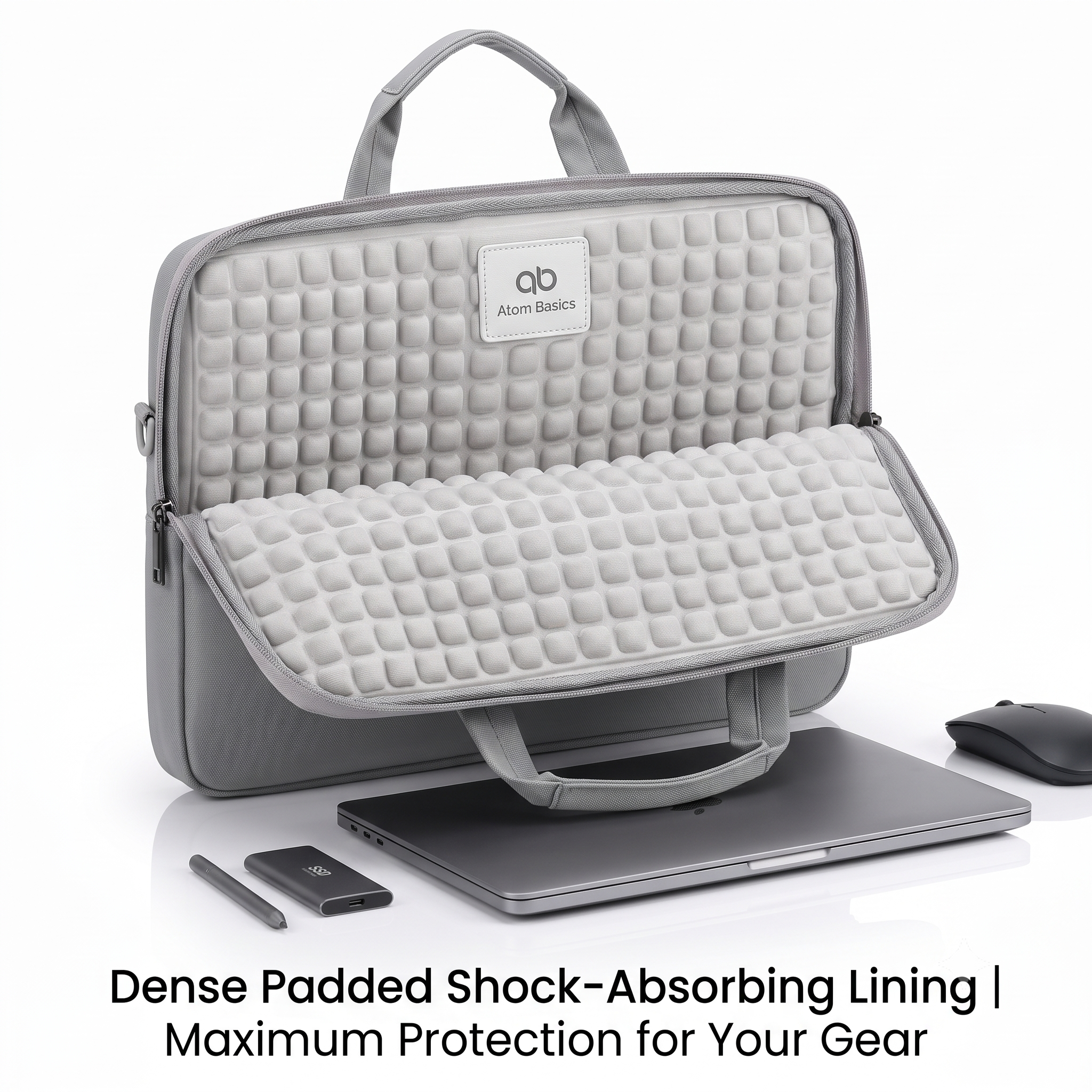 Atom Basics Executive Laptop Briefcase – Light Grey