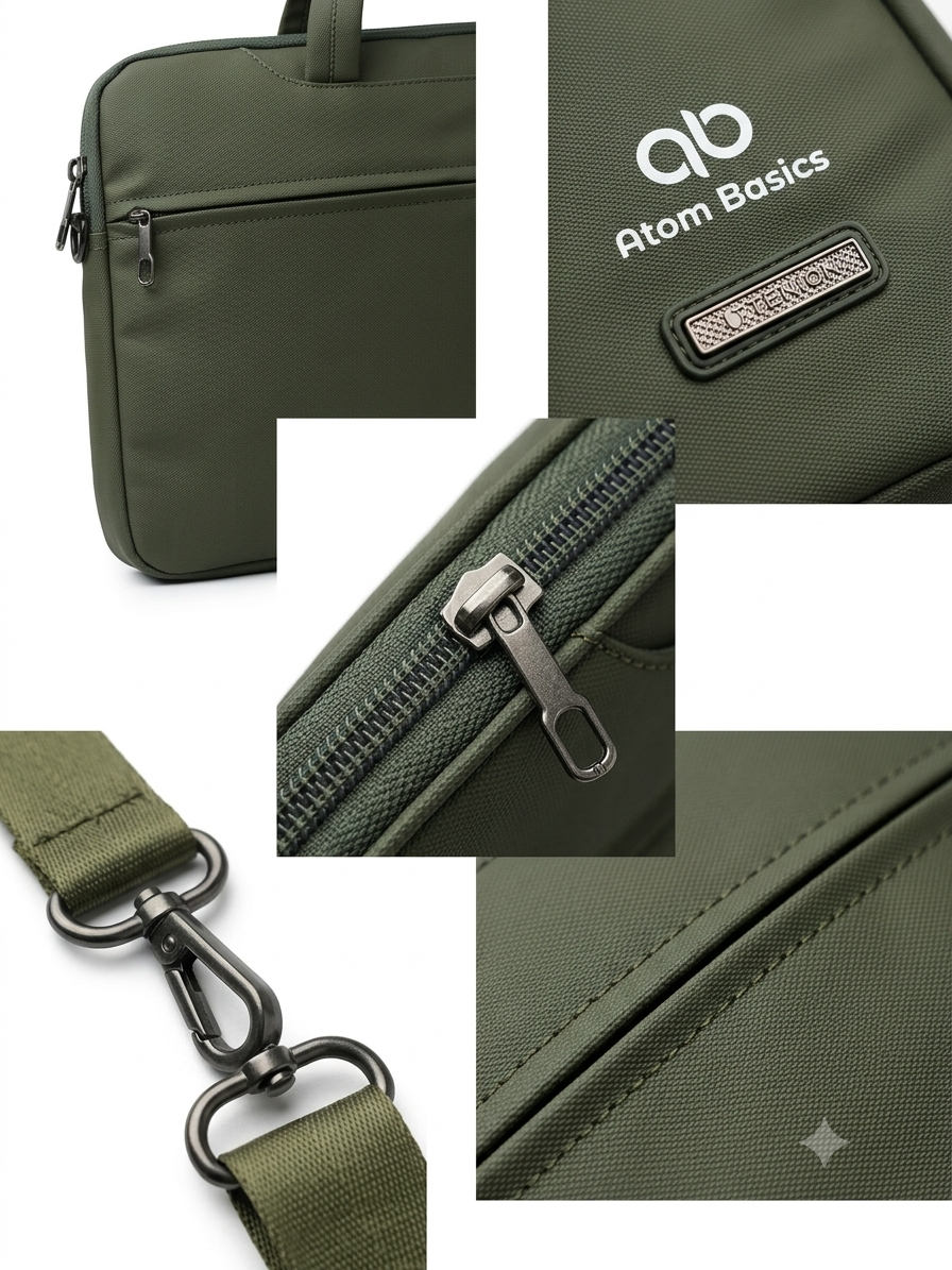 Atom Basics Executive Laptop Briefcase – Olive Green