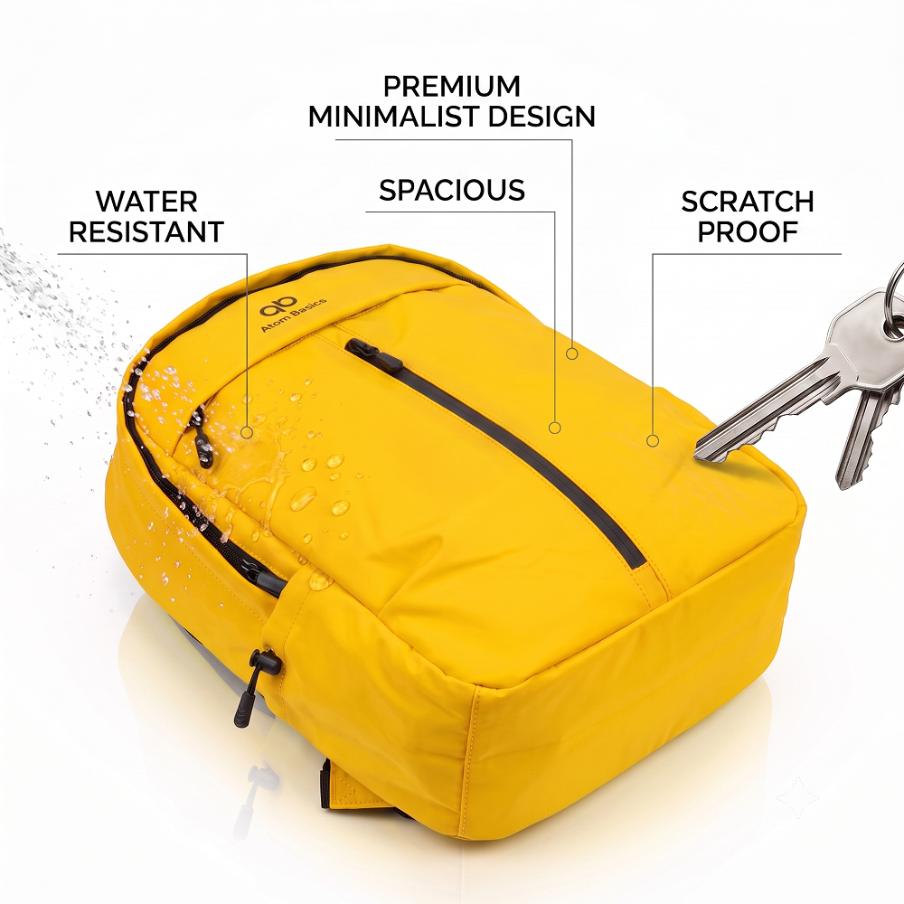 Atom Basics UrbanShield Everyday Laptop Backpack – Yellow