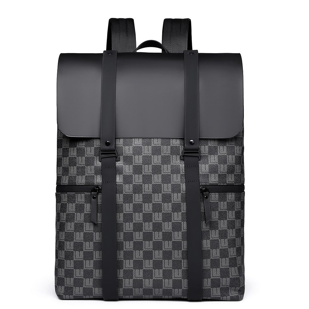 Atom Basics LuxeGrid Flap Backpack - Grey And Black WIth Check