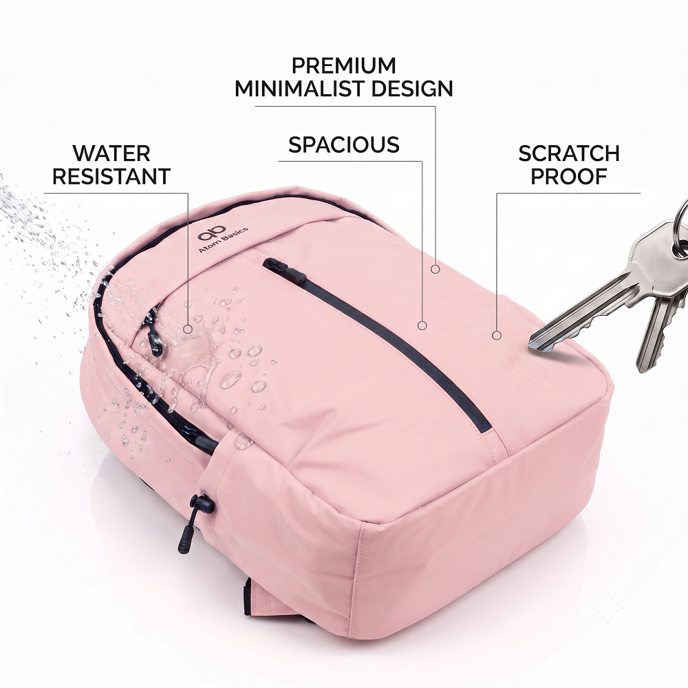 Atom Basics UrbanShield Everyday Laptop Backpack – Pink