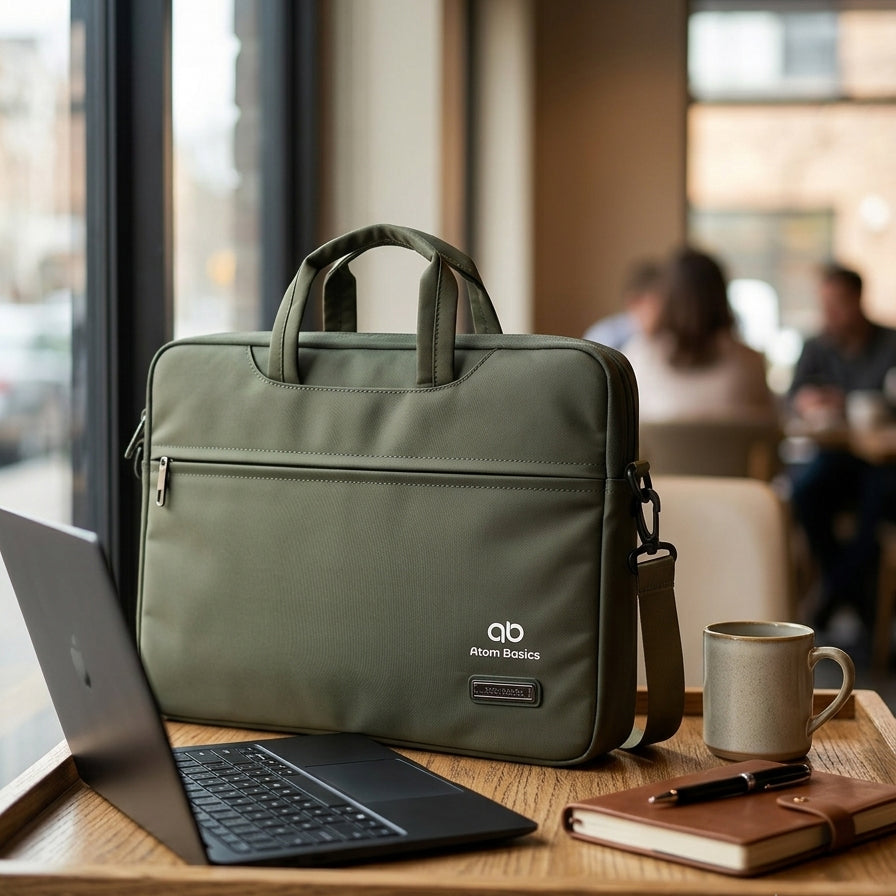 Atom Basics Executive Laptop Briefcase – Olive Green
