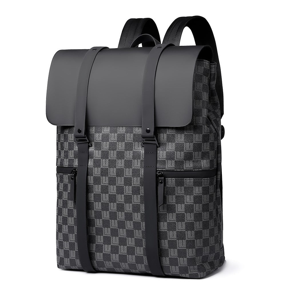 Atom Basics LuxeGrid Flap Backpack - Grey And Black WIth Check
