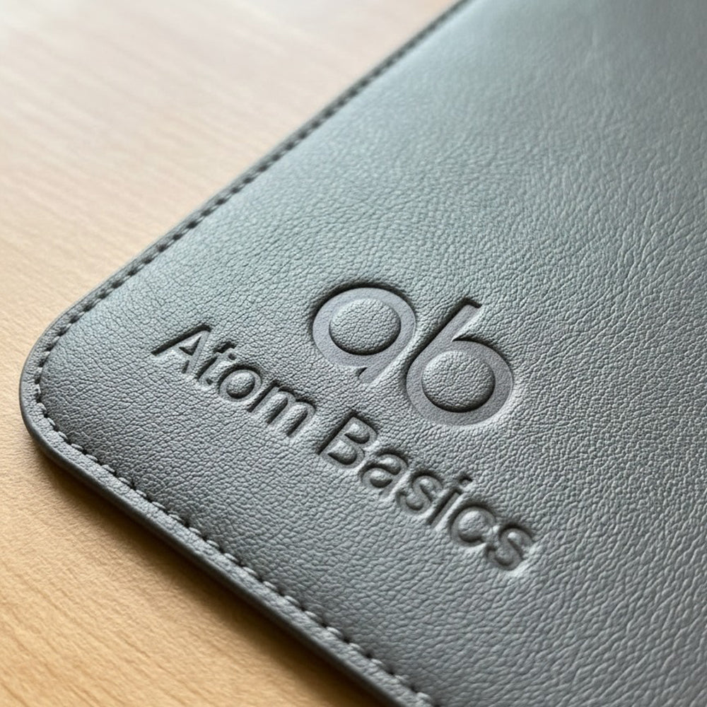 Atom Basics Premium Leather Desk Mat - Multi-functional Mouse Pad & Laptop Stand- Grey
