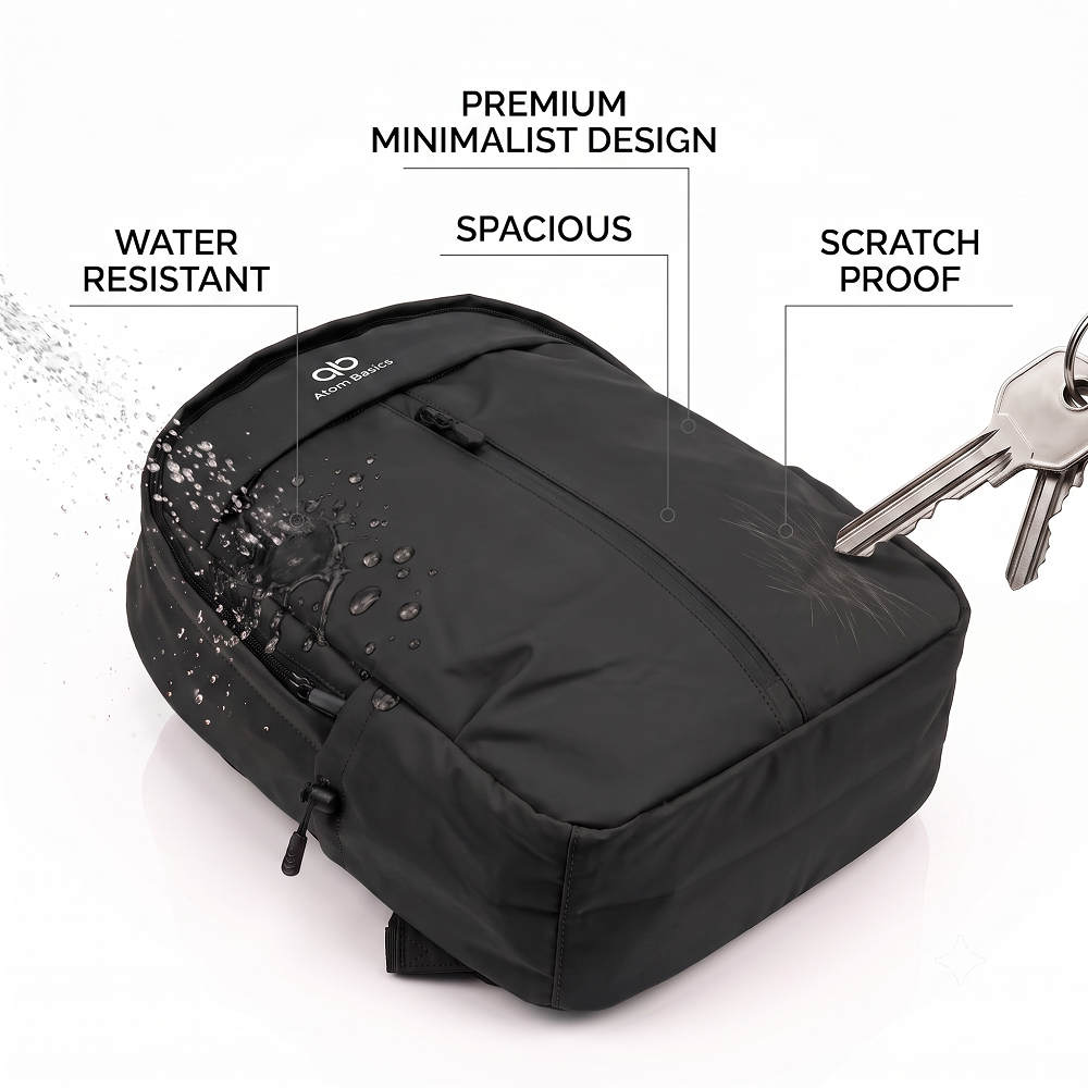Atom Basics UrbanShield Everyday Laptop Backpack – Black
