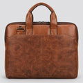 Atom Basics Vegan Leather Laptop Bag – Light Brown Tan Premium Briefcase for Professionals