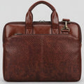 Atom Basics Vegan Leather Laptop Bag – Dark Brown Tan Premium Briefcase for Professionals