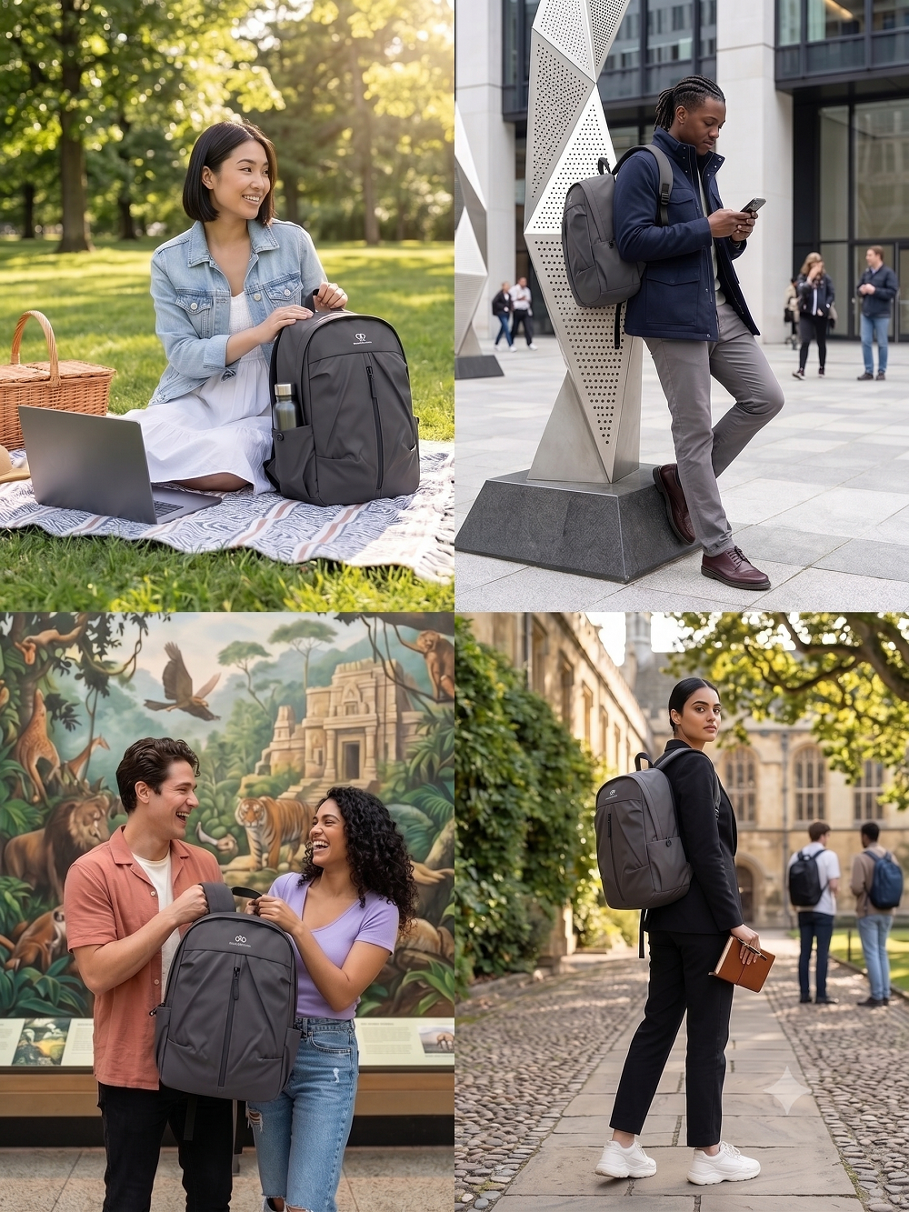 Atom Basics UrbanShield Everyday Laptop Backpack – Grey