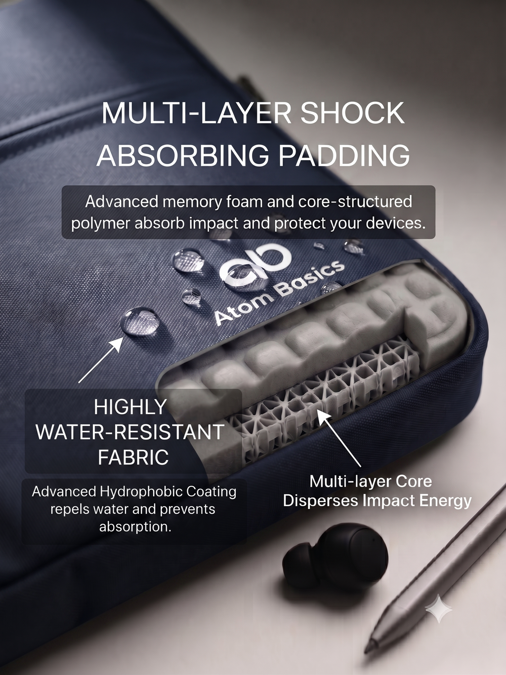 Atom Basics Executive Laptop Briefcase – Deep Blue