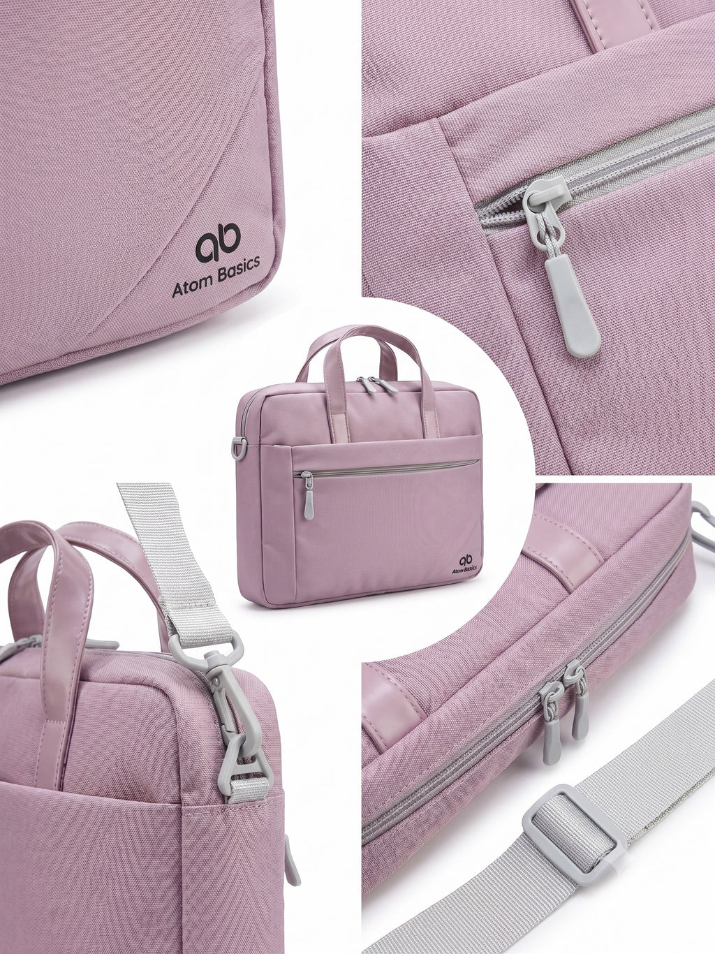 Atom Basics Multi-Compartment Laptop Messenger Tote – Lavendar