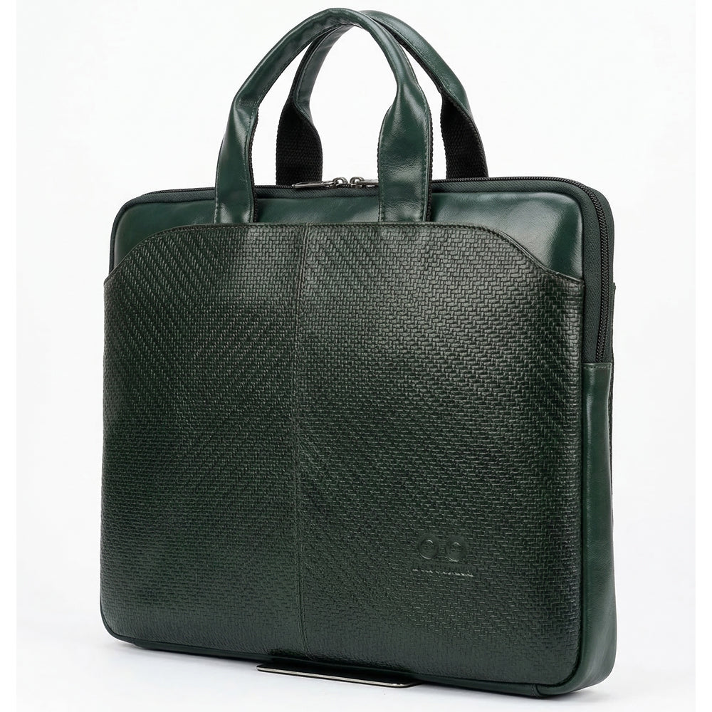 Atom Basics Vegan Leather Laptop Bag – Olive Green Premium Briefcase for Professionals