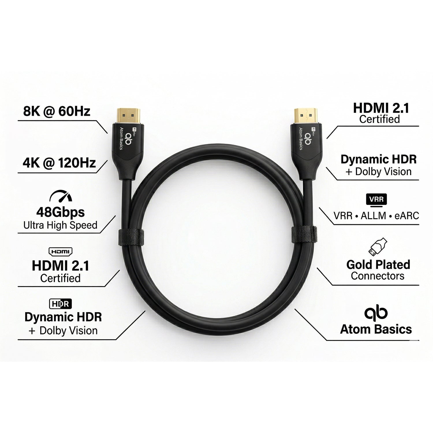 Atom Basics UltraView 8K HDMI Cable