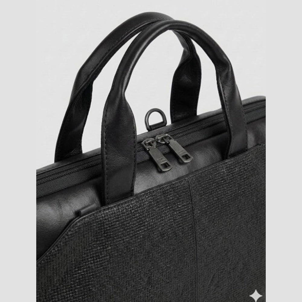 Atom Basics Vegan Leather Laptop Bag – Black Premium Briefcase for Professionals