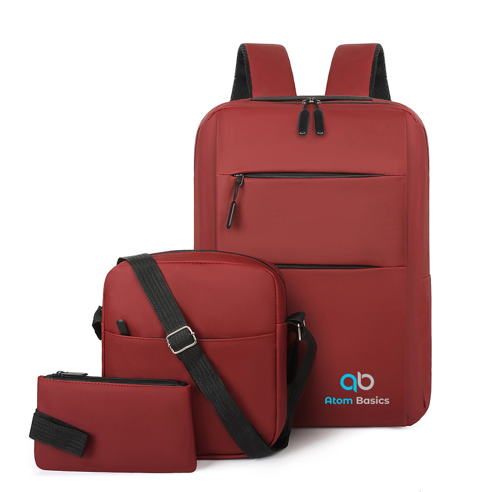 Atom Basics UrbanSet 3-in-1 Combo Backpack - Crimson Red