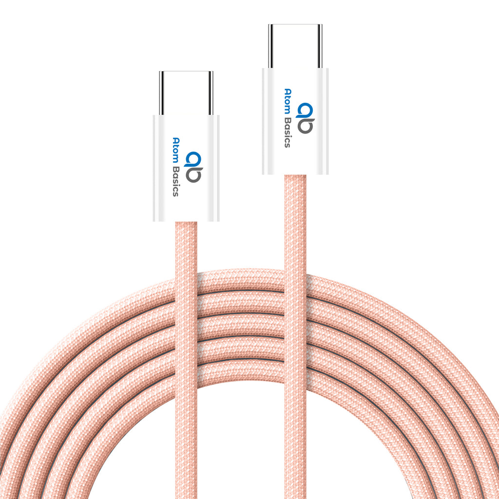 Atom Basics FlexWeave Type-C Charging Cable - Peach Pink