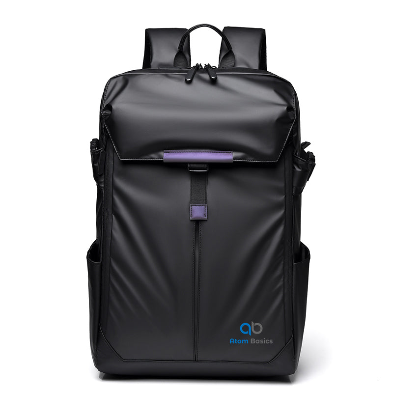 Atom Basics Black Backpack with Purple Strap