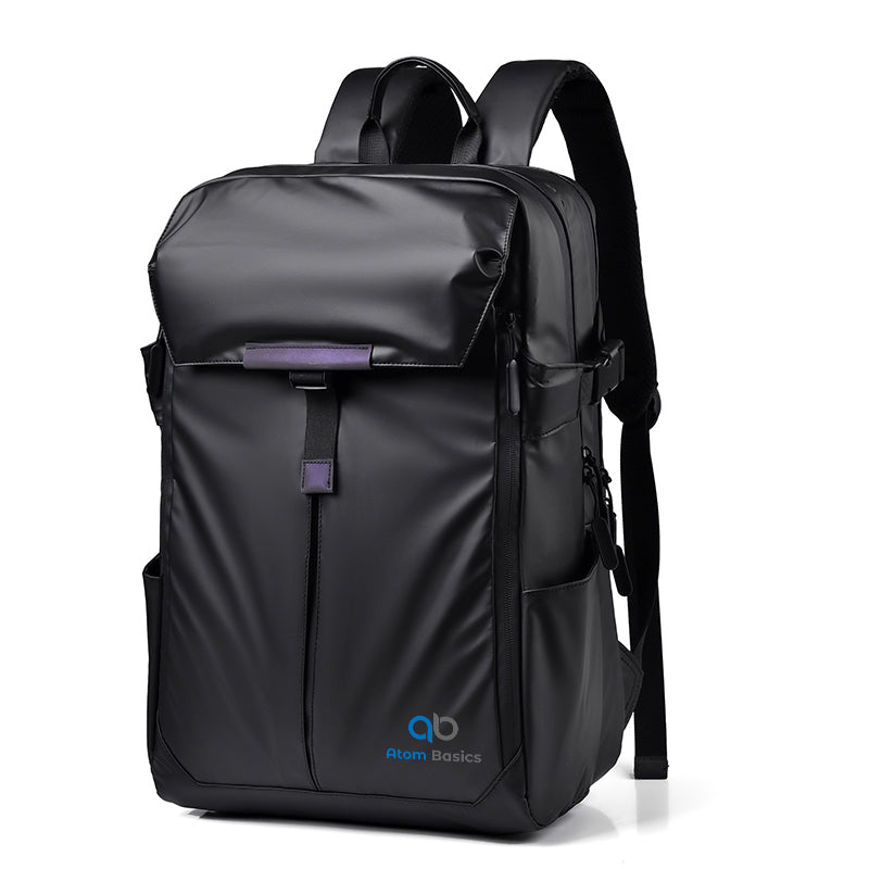 Atom Basics Black Backpack with Purple Strap