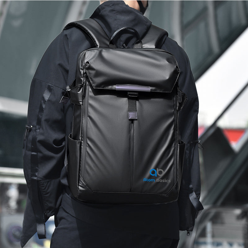 Atom Basics Black Backpack with Purple Strap