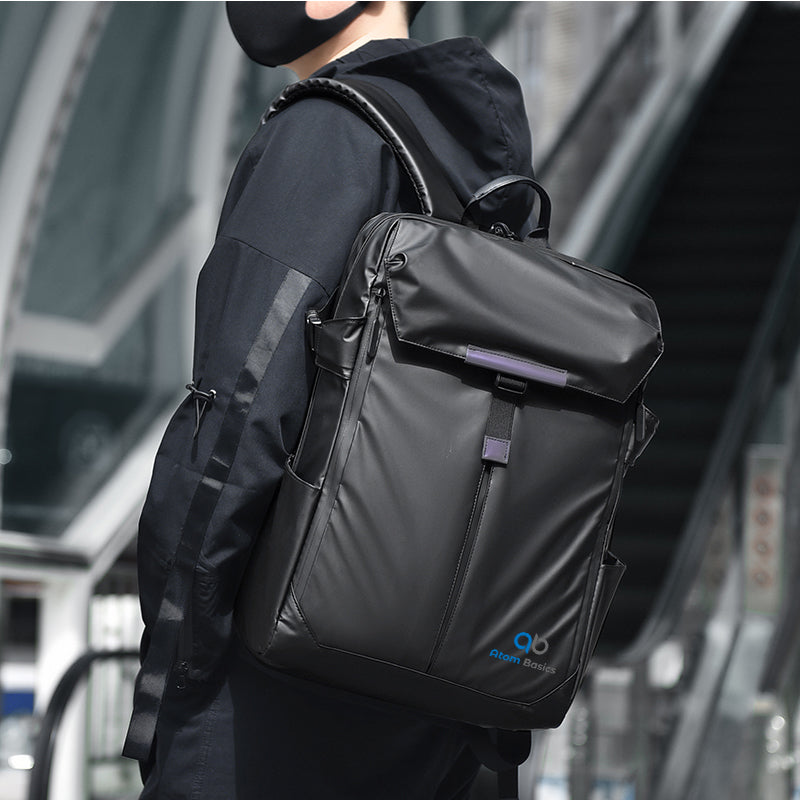 Atom Basics Black Backpack with Purple Strap