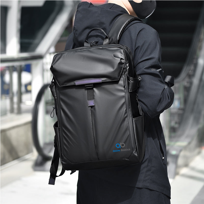 Atom Basics Black Backpack with Purple Strap