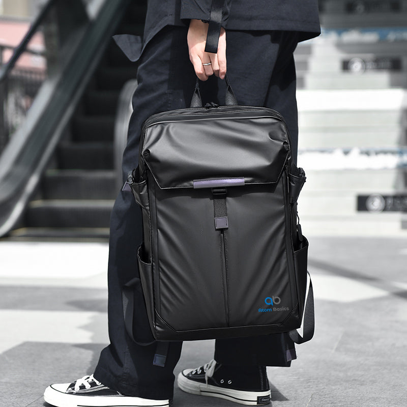 Atom Basics Black Backpack with Purple Strap