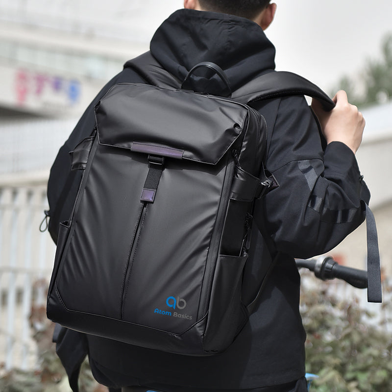 Atom Basics Black Backpack with Purple Strap