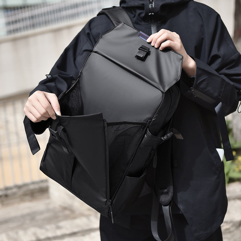 Atom Basics Black Backpack with Purple Strap