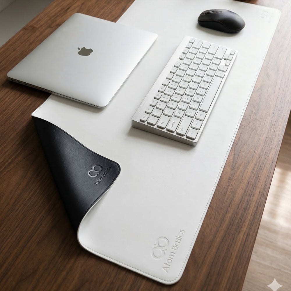 Atom Basics Premium Desk Mat – Dual Tone Executive Edition - White & Black